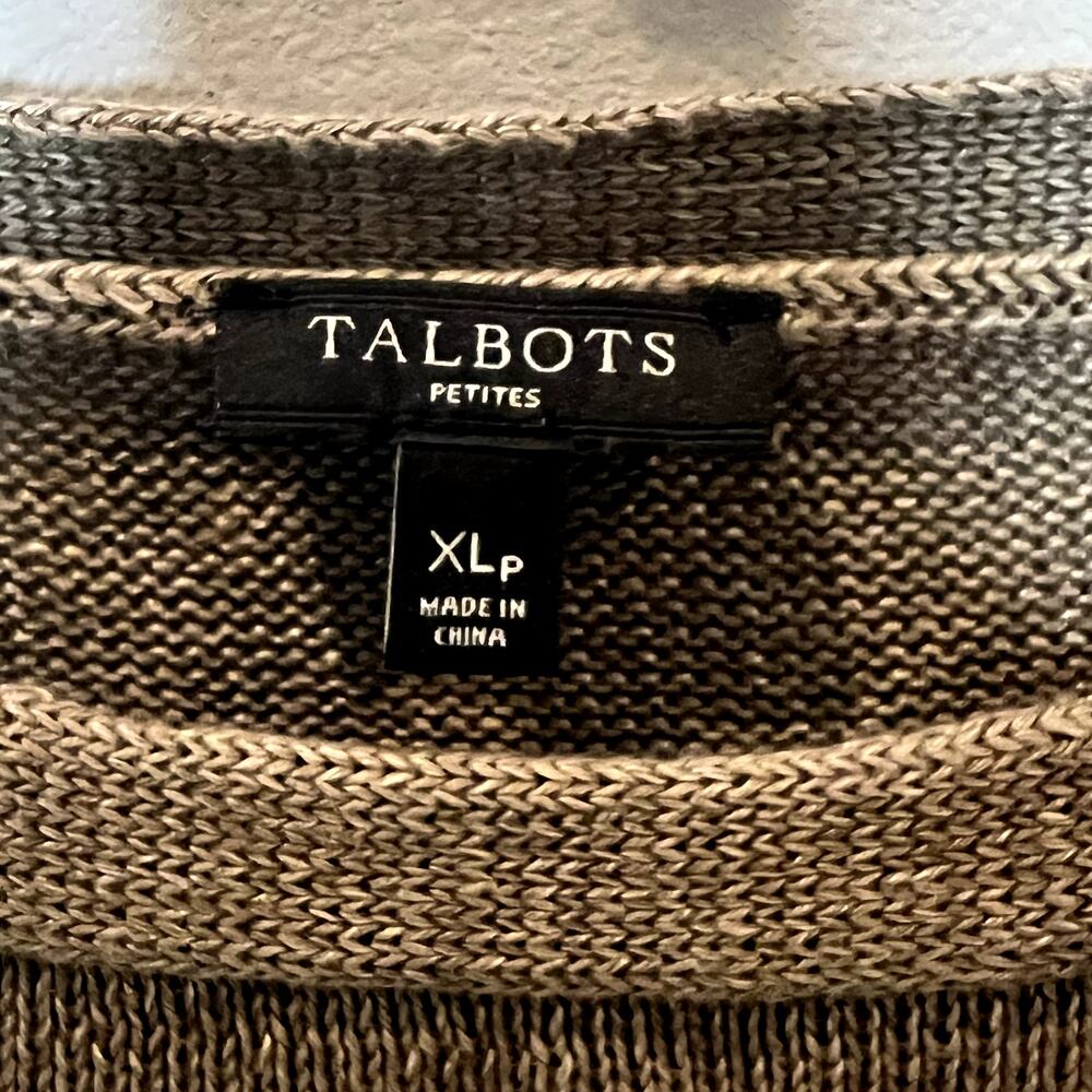 Talbots Sweater Womens XLP Brown 100% Linen Boat Neck 3/4 Sleeve Knit - Picture 4 of 5